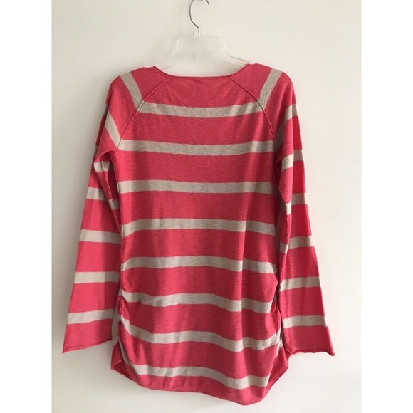 A Pea in The Pod | Womens Sz L Red Side Ruched Stripe Top Long Sleeves Pullover - Picture 3 of 9